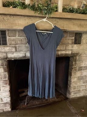 UO Kimchi Blue Fit and Flare Skater Dress - Slate Blue